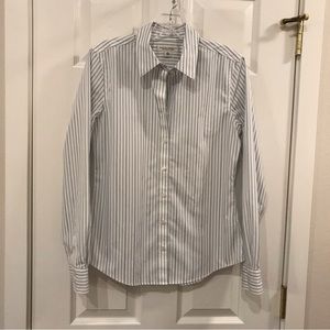 Banana Republic White and Blue Striped Button Down Shirt